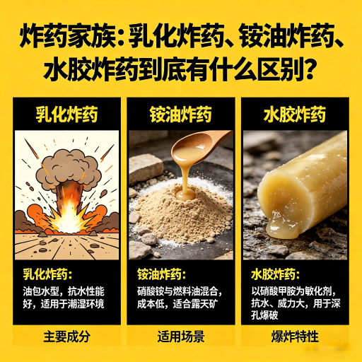 通山炸药家族：乳化炸药、铵油炸药、水胶炸药到底有什么区别？